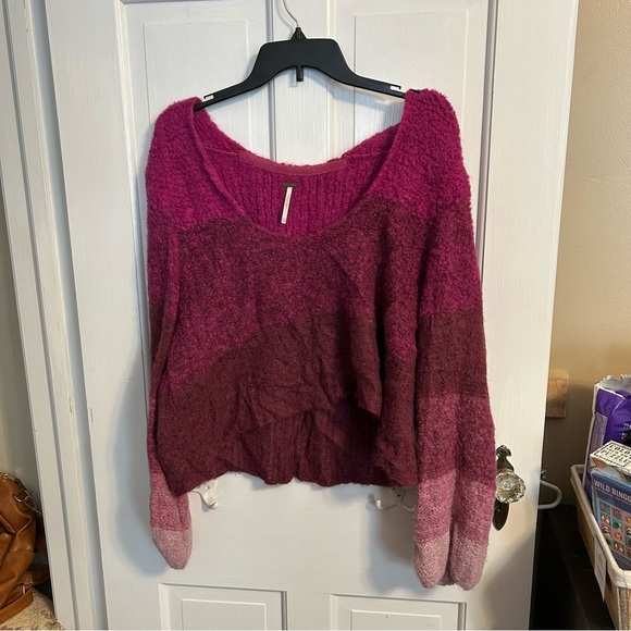 Free People Bubble Sleeve Pink Sweater alpaca/wool blend - Picture 1 of 5
